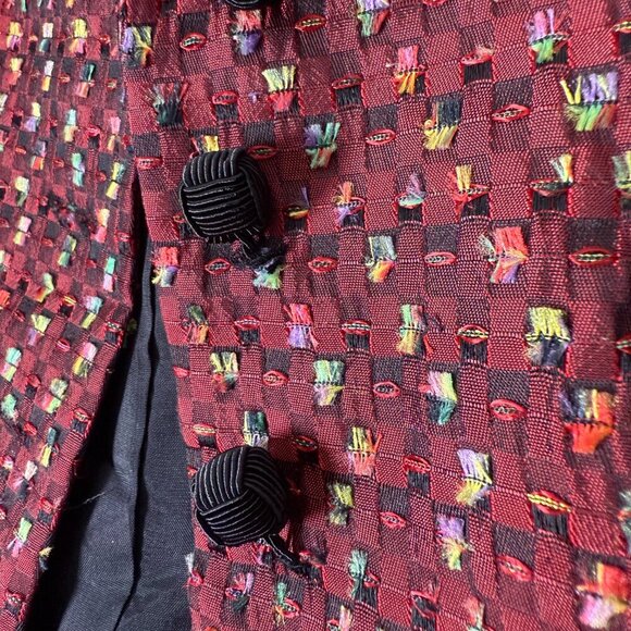 Maggy London Petite Sz 4 Burgandy with Multicolor Flecks Black Trim Pencil Skirt - Picture 5 of 9